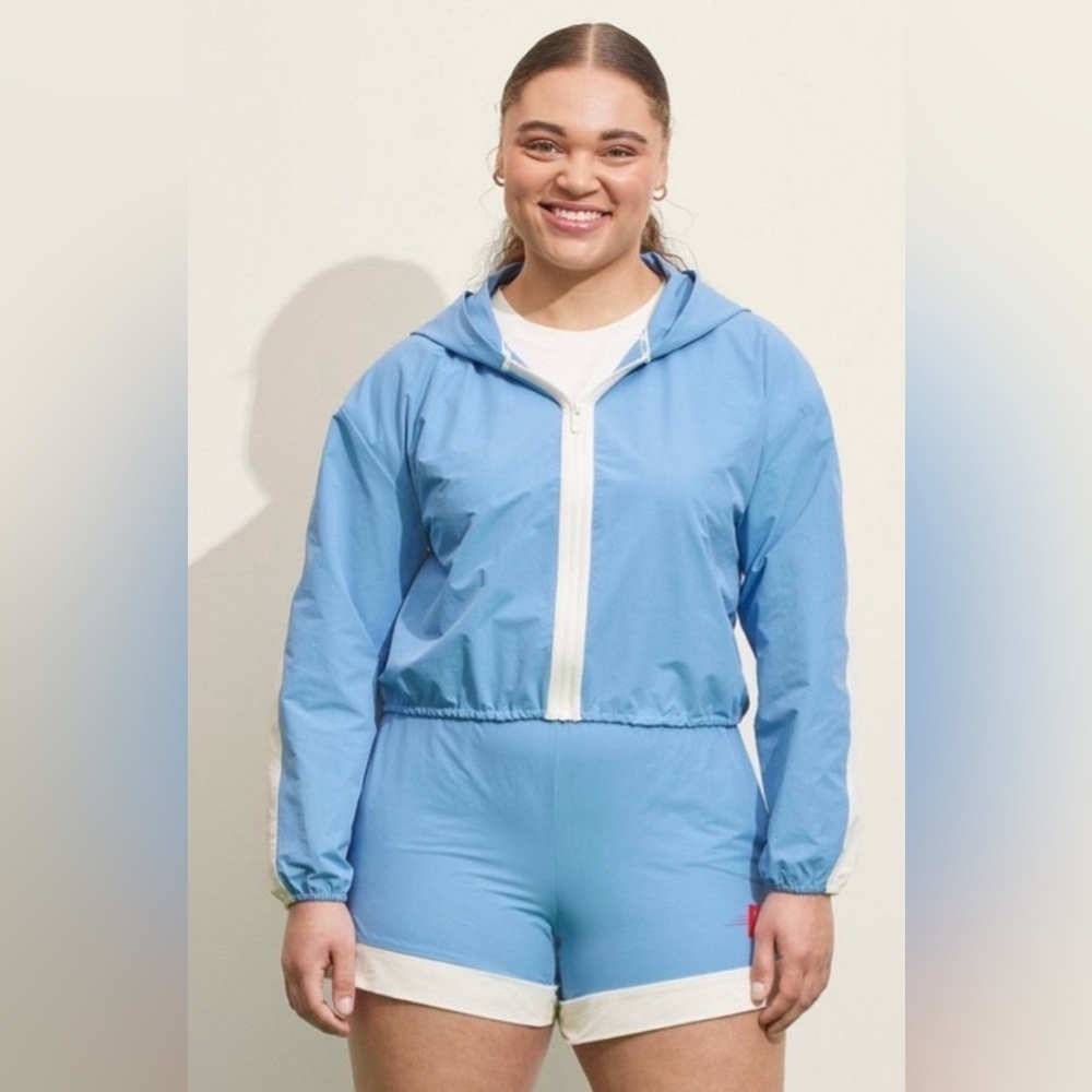 NWT Prince Pickleball Women's Blue white pink Zip-Front Hooded Jacket XXL